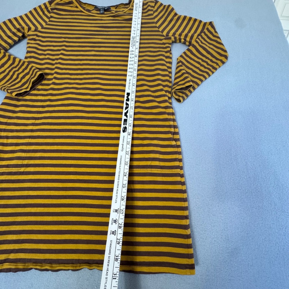 Toad&Co Striped Dress Size S Long Sleeve Organic Cotton Earthy Mustard Brown - Picture 7 of 10